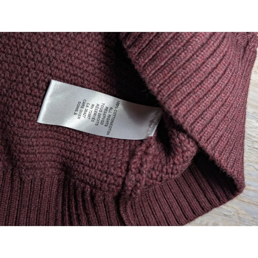 Raffi Burgundy Cable Knit Quarter Zip Sweater Mens Size XL Suede Elbow Patches - Picture 10 of 13